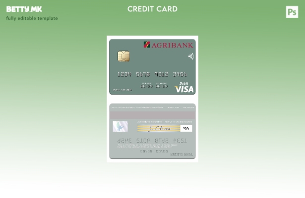 Шаблон за дебитна картичка за виза на Виетнам Агрибанк во модерен стил